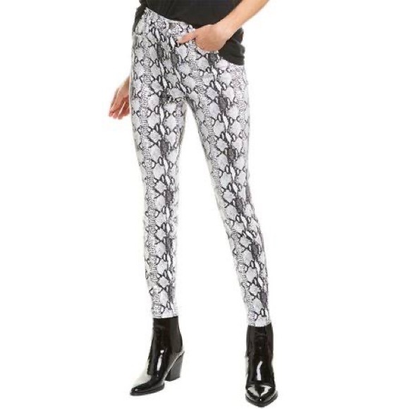 Frame Womens Ali High-Rise Cigarette Python-Print Jeans - Picture 1 of 9